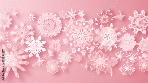 Delicate snowflakes, Solid pink background, 