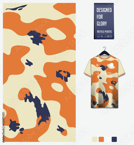 Soccer jersey pattern design. Koi fish pattern on white background for soccer kit, football kit, sports uniform. T shirt mockup template. Fabric pattern. Abstract background. 