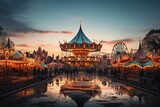 Lively Carnival With Rides And Attraction, Generative AI
