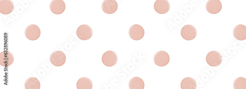 Soft pink color liquid lipstick smear smudge drop cosmetic isolated on transparent background. Polka dot style banner cover