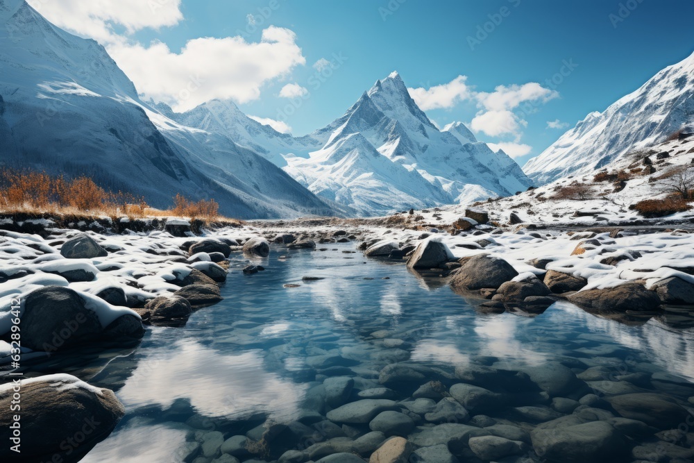 Picturesque Mountain Lake, Generative AI