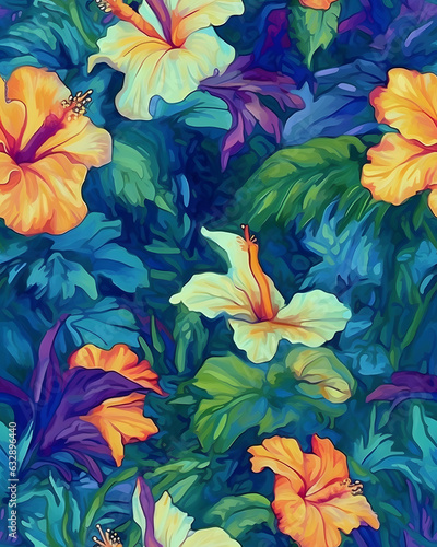 Flowers bloom watercolor  seamless pattern 