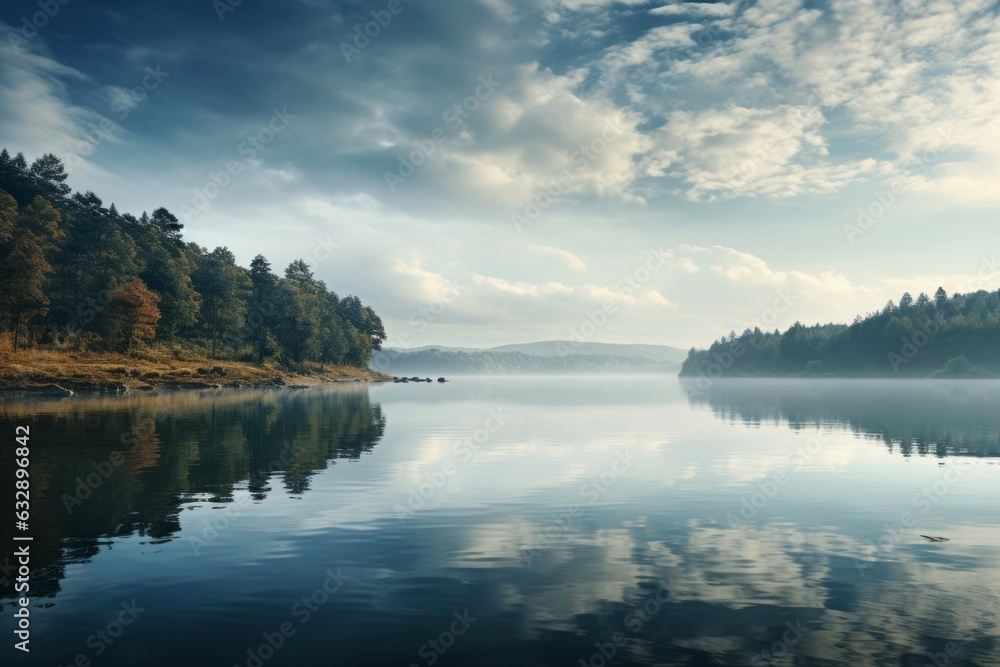Serene Lake Reflecting The Surrounding, Generative AI 