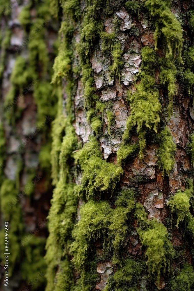 moss-covered tree bark texture, close-up