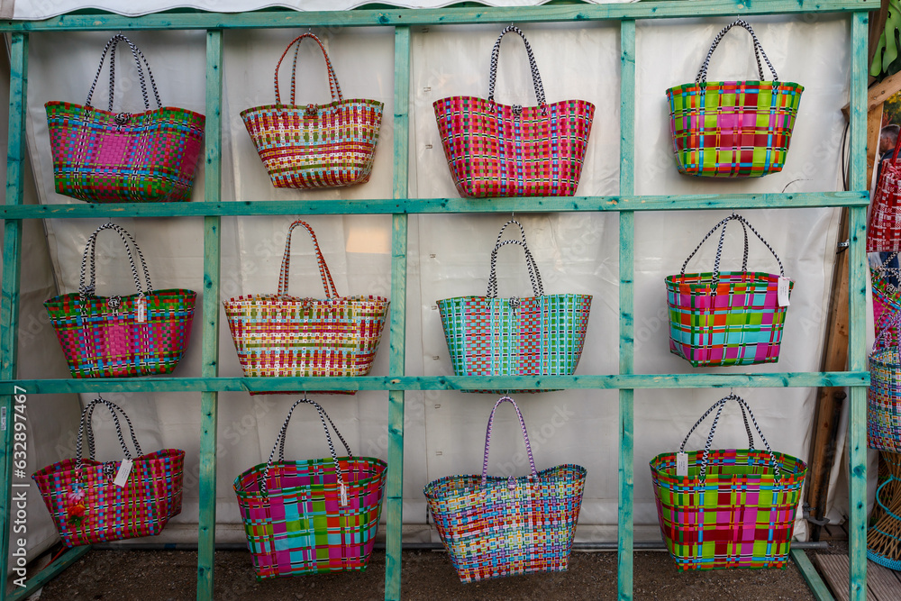 Colorful woven rattan baskets for sale