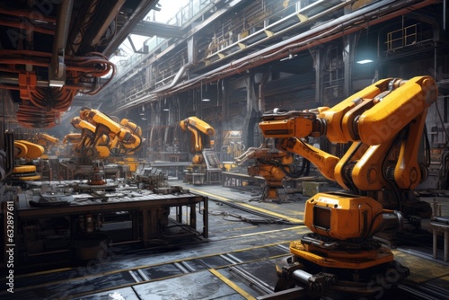 robotic arms assembling products in a factory