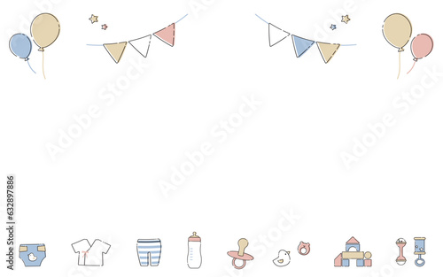 赤ちゃん　ベビーグッズ　かわいいイラスト素材　カード