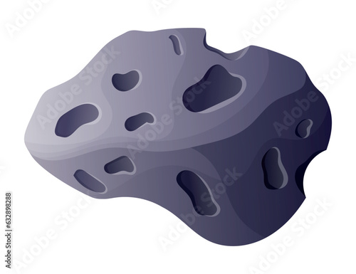 Cartoon stone, asteroid with craters and bumps. Vector isolated cosmic meteorite design element.