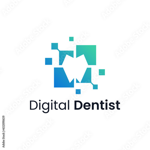 Modern checkered and gear combination logo. It is suitable for use as a dental clinic logo.