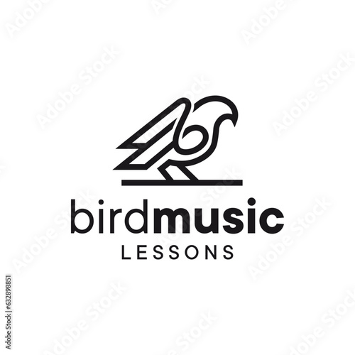 Mono line logo combination of bird and musical note. It is suitable for use as a music course logo or something like that.