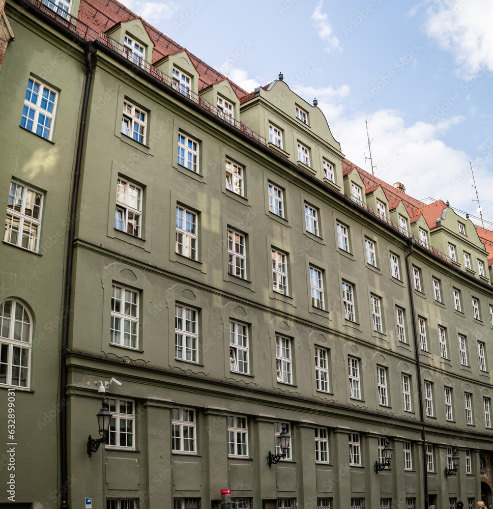 Fototapeta premium Street level view of old european apartments
