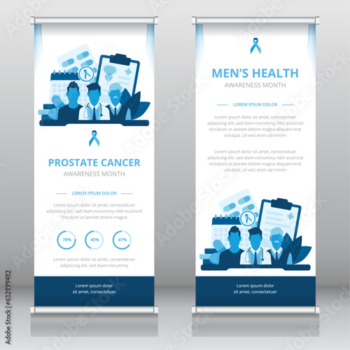 Men's health awareness or prostate cancer awareness month roll up banner or retractable banner template, standee, X-banner template
