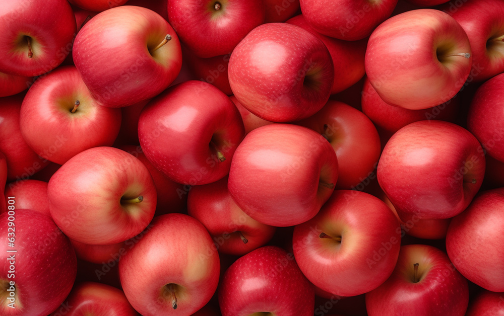 Top view of bright ripe fragrant pink lady apples background Top view of bright ripe fragrant pink lady apples background