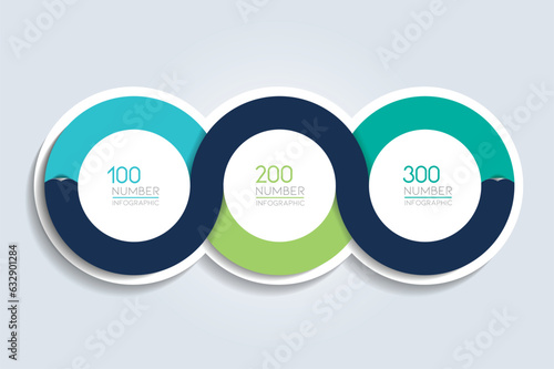 3 elements scheme, diagram. Three connected circles. Infographic template.