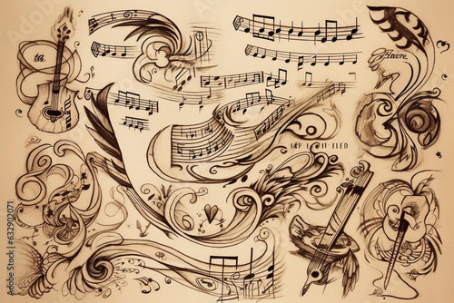 Music notes, Tattoo Sketches,  photo