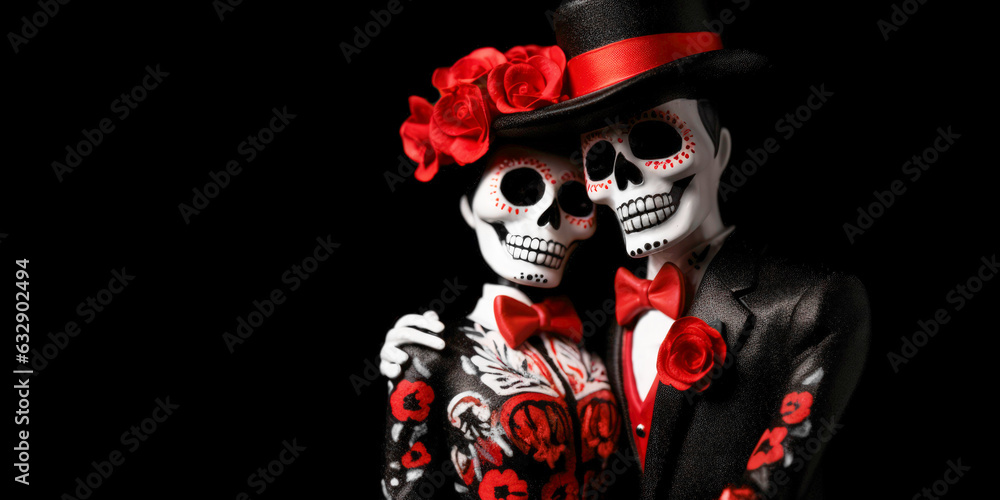 creepy skeleton skull couple figurines for dia de los muertos or day of the dead creepy skeleton skull couple figurines for dia de los muertos or day of the dead