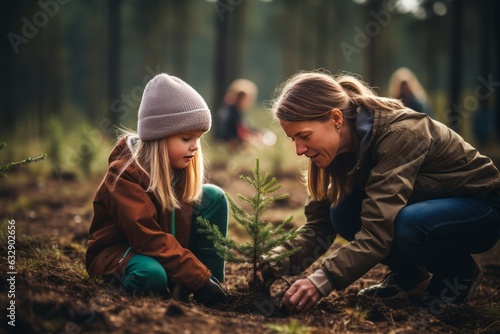 Mother And Daughter Planting A Tree, Generative AI  © Shooting Star Std
