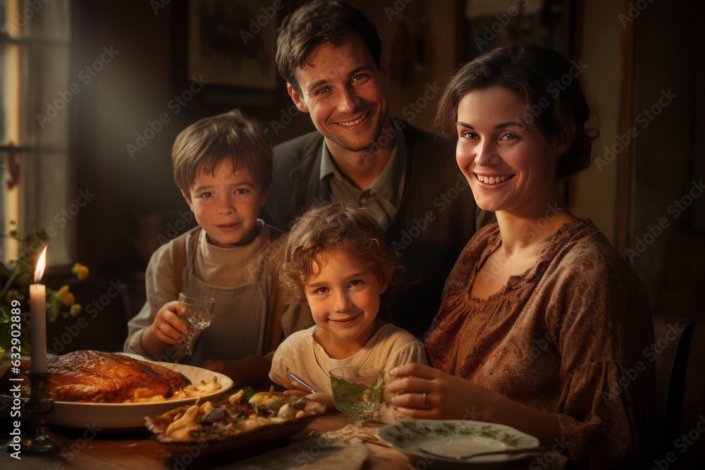 Mother And Her Family Enjoying A Delicious Meal, Generative AI