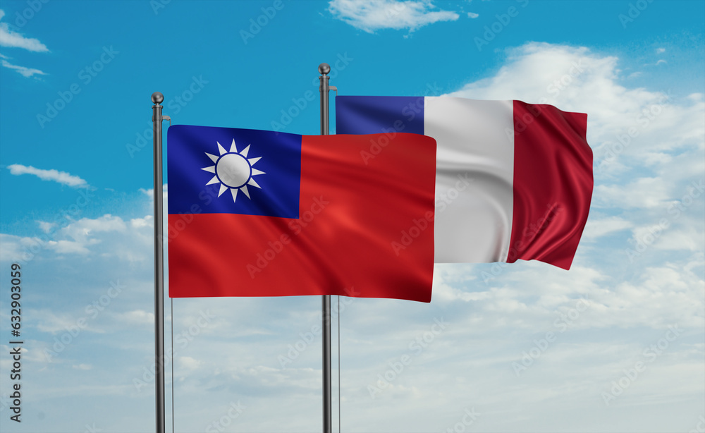 Naklejka premium Taiwan and France flag
