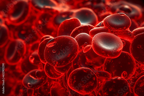 An image of blood cells flowing through a blood vessel, taken under a microscope, Circulatory system, bokeh 