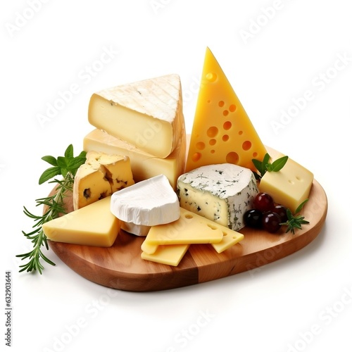 Delicious pieces of cheese with isolated background generative ai
