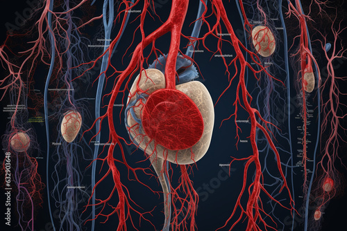 An illustration of the different types of blood vessels and their functions, Circulatory system, bokeh  photo
