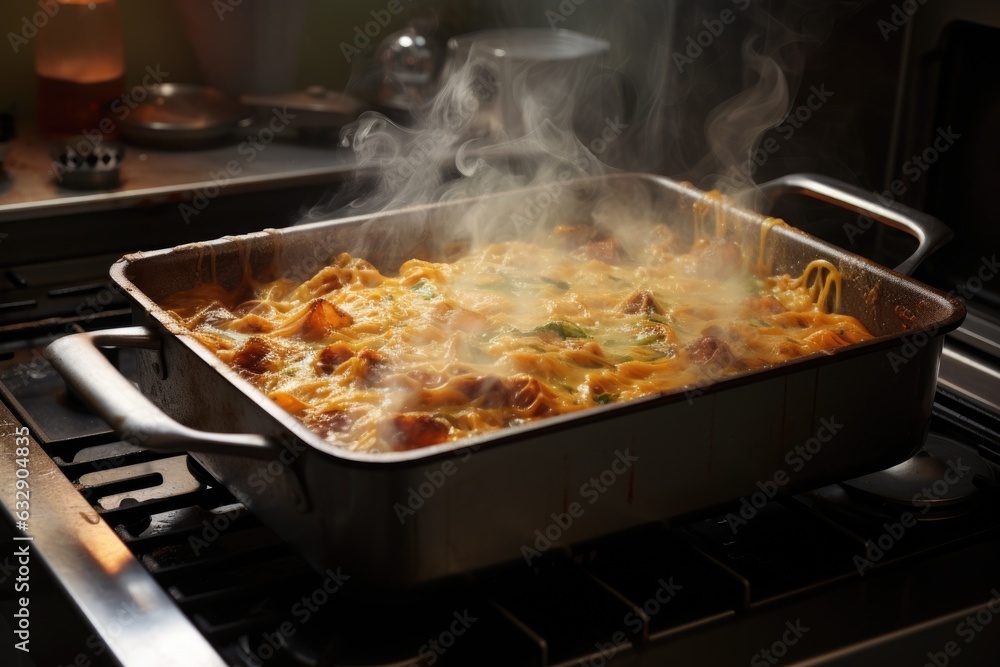 steaming hot casserole straight from the oven steaming hot casserole straight from the oven