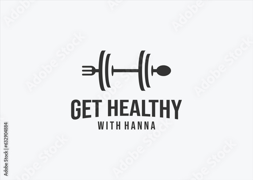 food fitness logo design vector silhouette illustration