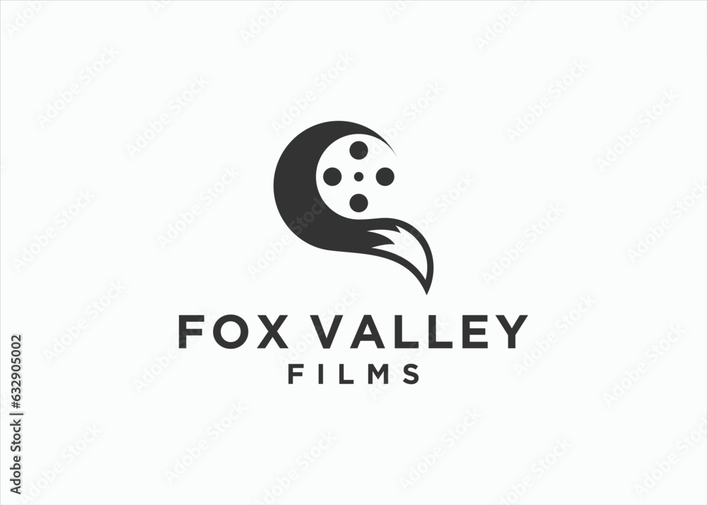 Obraz premium fox film logo design vector silhouette illustration