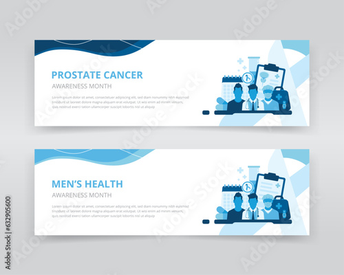 Web banner or header template which shows the importance of early detection and proper treatments in men's health issues such as prostate cancer