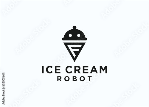 ice cream robot logo design vector silhouette illustration