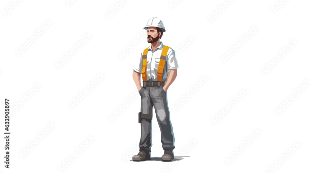 Builder drawing minimalism on white background vector Builder drawing minimalism on white background vector