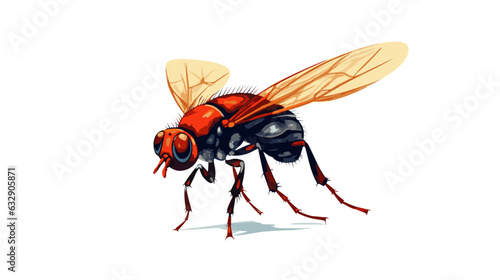 Drawing bee fly on white background vector