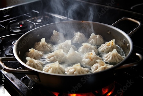 cooking dumplings in boiling water