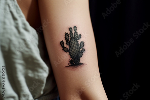 Cactus silhouette, Minimal tattoo, 