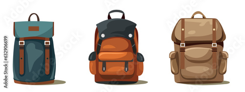 Bright colorful Backpack for camping in flat and cartoon style.