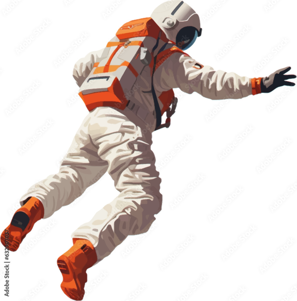 a spaceman wearing a jumpsuit and jumping between the air and the ground white background AI defined a spaceman wearing a jumpsuit and jumping between the air and the ground white background AI defined