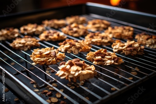 tray of freshly baked granola bars cooling on a rack