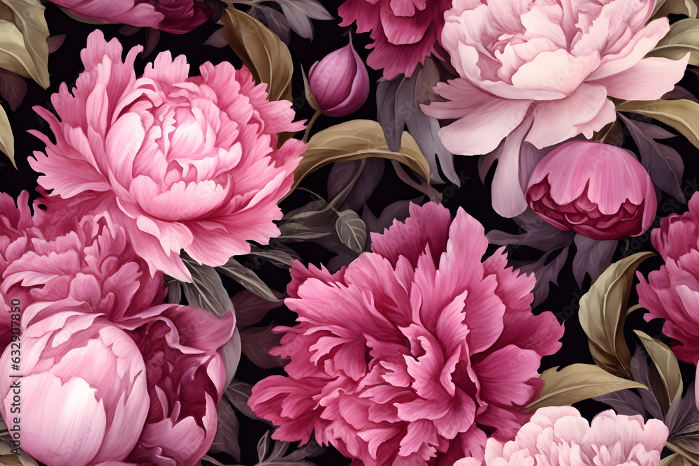 Peony flowers watercolor seamless pattern Peony flowers watercolor seamless pattern
