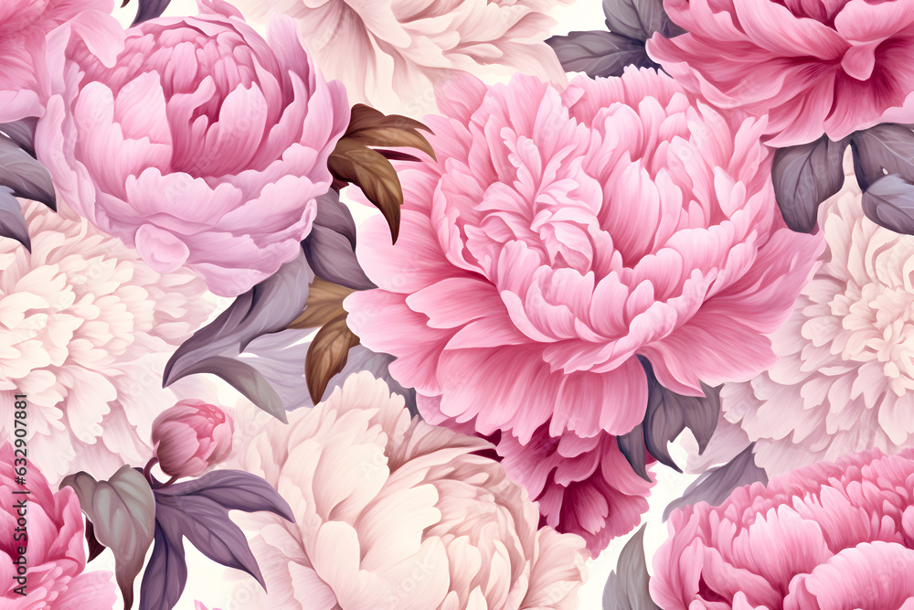 Peony flowers watercolor seamless pattern Peony flowers watercolor seamless pattern