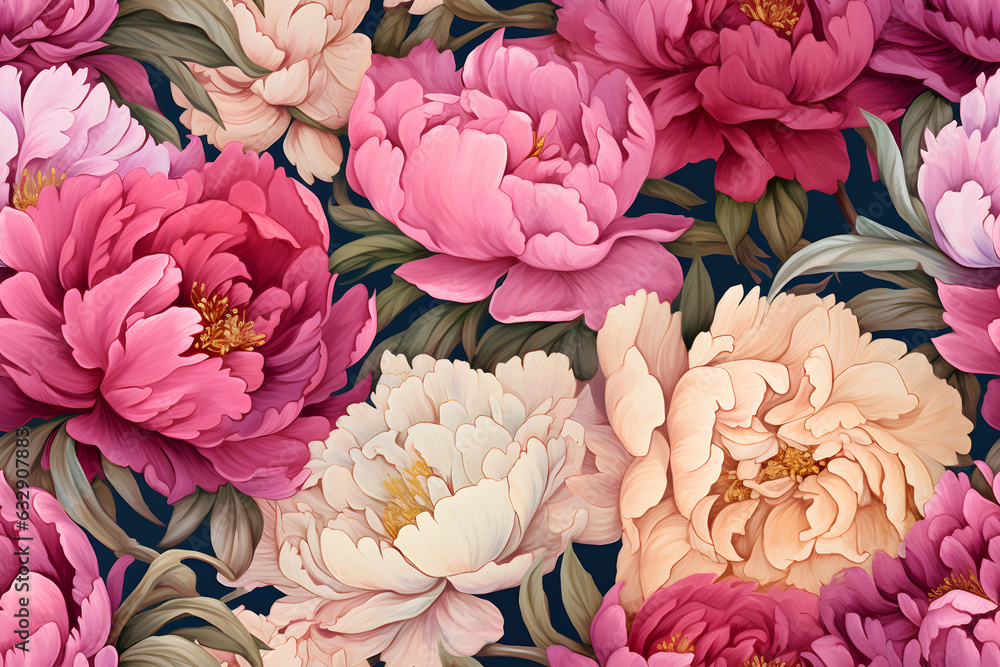 Peony flowers watercolor seamless pattern Peony flowers watercolor seamless pattern
