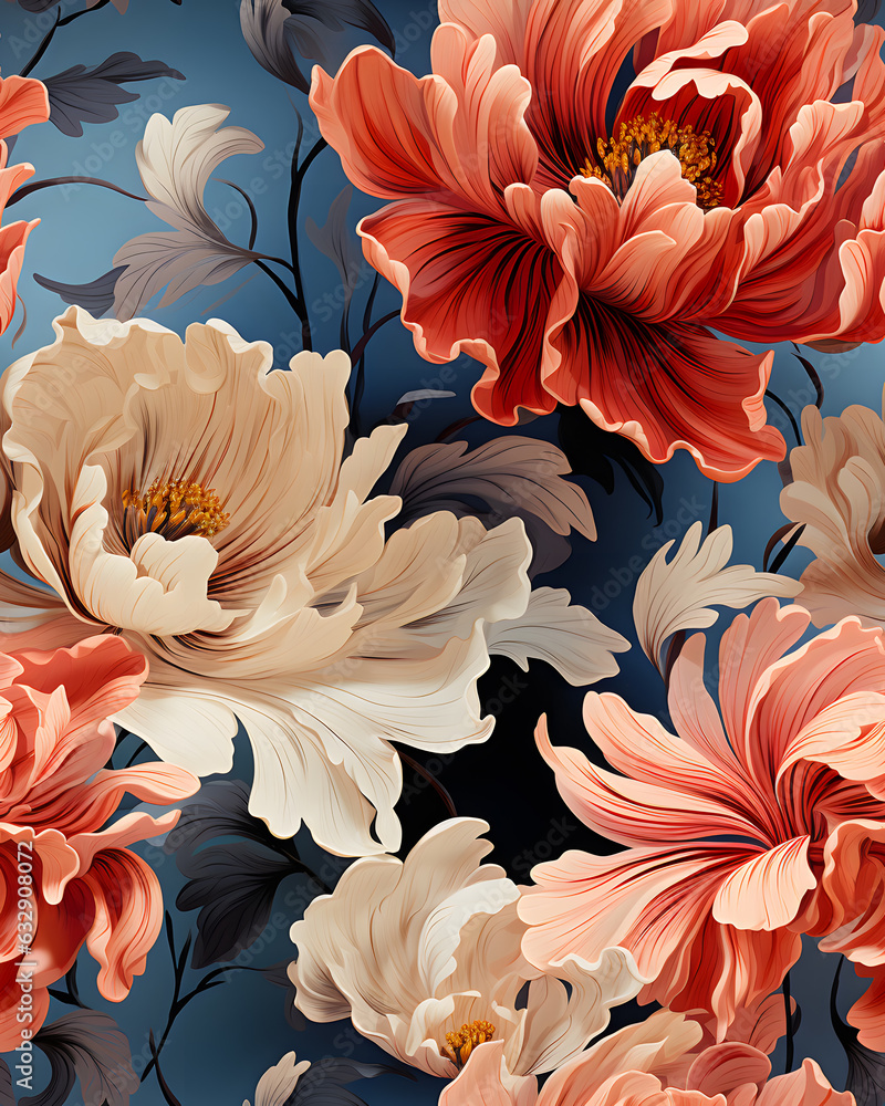 Peony flowers watercolor seamless pattern Peony flowers watercolor seamless pattern
