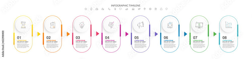 Timeline vector infographic with infochart and arrows. Business modern ...