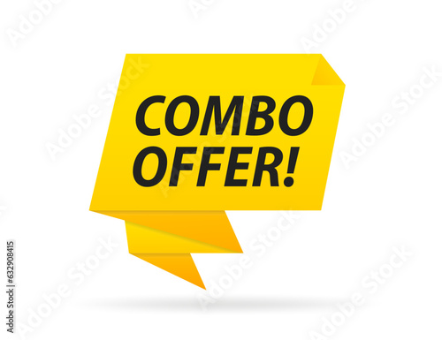 Combo offer sign, emblem, label, badge, sticker. Combo offer paper origami speech bubble. Combo offer tag. Combo offer banner. Designed for your web site design, logo, app, UI. Vector illustration