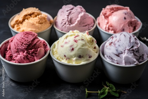 homemade ice cream in various flavors side by side
