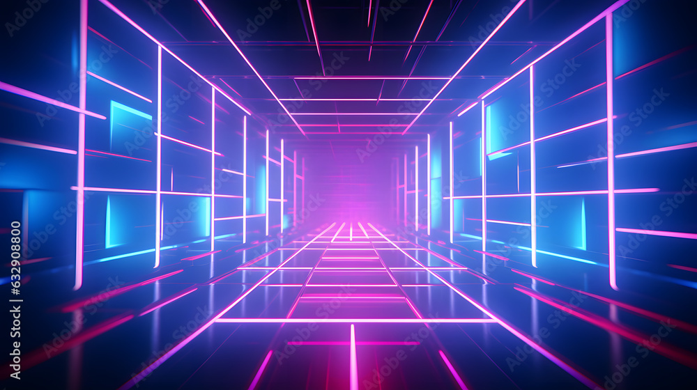 A futuristic style with neon lights and grids, cyberpunk sci-fi background A futuristic style with neon lights and grids, cyberpunk sci-fi background