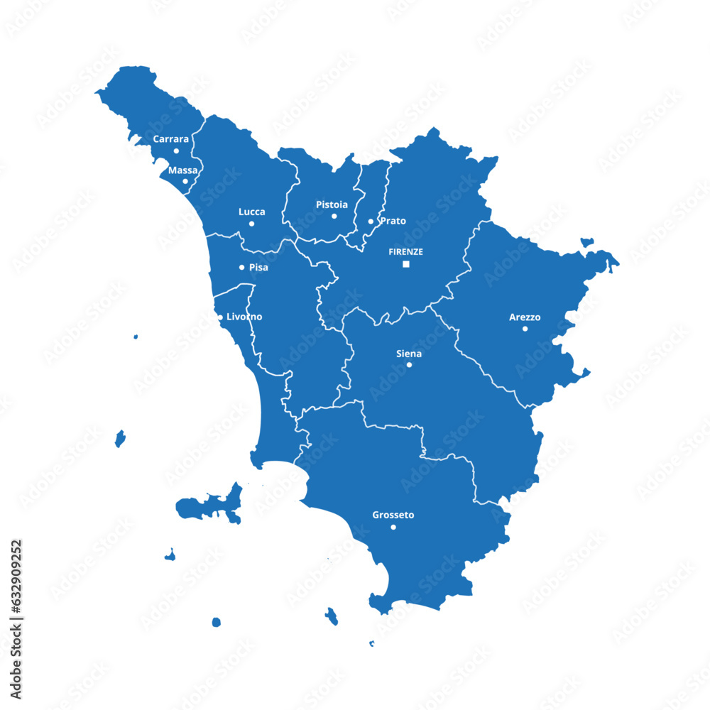 Naklejka premium Vector Map of Tuscany, Italy