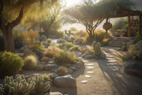 Desert oasis with cacti and succulents, Landscape Design, 