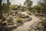 Desert oasis with cacti and succulents, Landscape Design, 