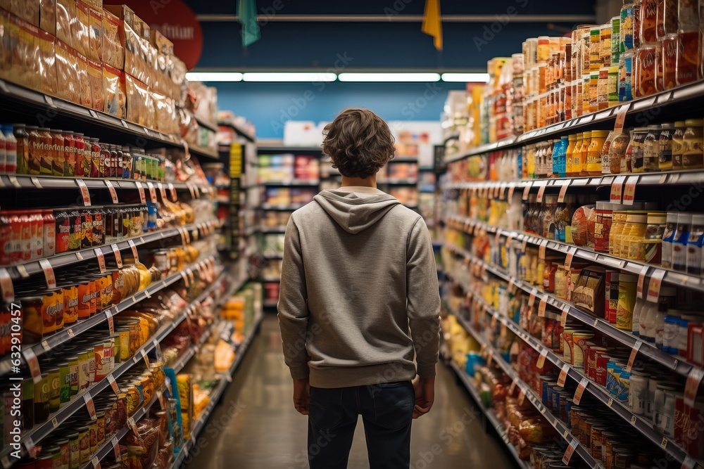 Shopper Browsing Through The Canned Goods, Generative AI 